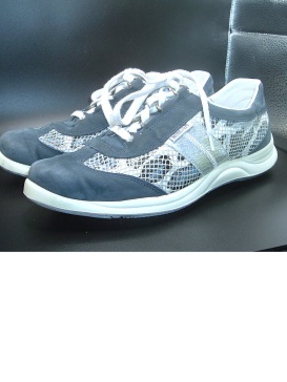 Mephisto Laser Runoff Shoes Womens 7.5 Blue Leather/Snakeskin Sneakers Comfort